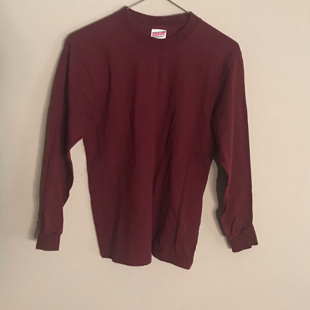 Soffe Brand Long Sleeve TEE Shirt. Burgundy Color. Youth Size L (14-16).